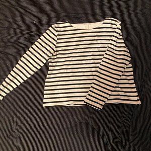 FRENCH BLACK AND WHITE LONG SLEEVE BLOUSE